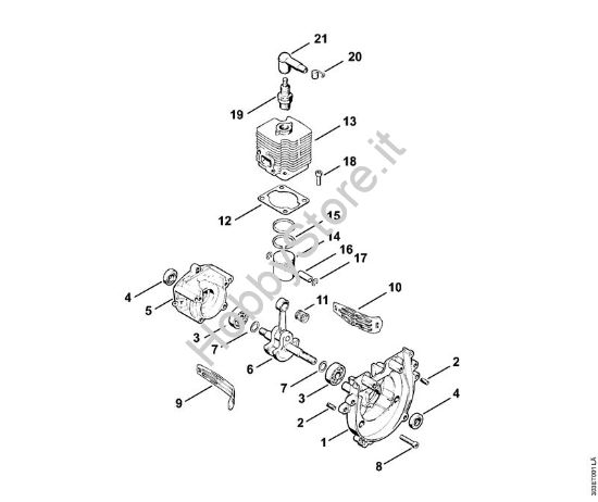 Carter albero a gomito, cilindro Decespugliatrici (FS) FS 66 R della marca STIHL