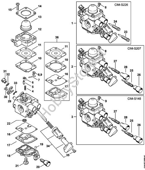 Carburatore C1M-S226, C1M-S207, C1M-S145 Decespugliatrici (FS) FS 70 C-E della marca STIHL