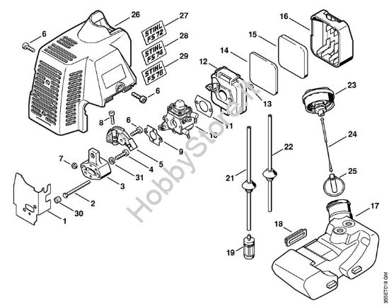 Filtro aria, serbatoio carburante Decespugliatrici (FS) FS 72 R della marca STIHL