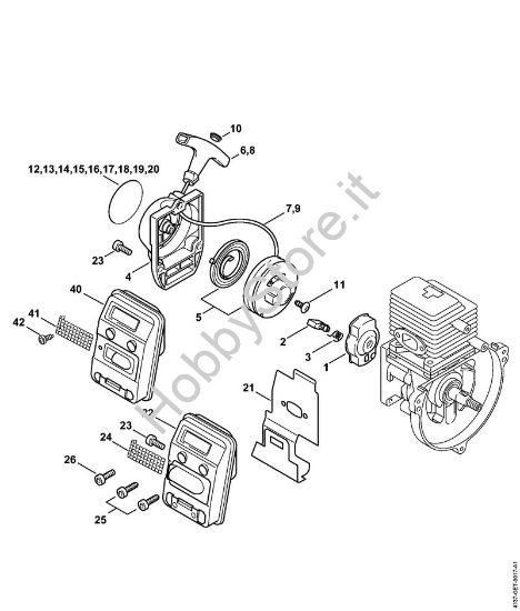 Dispositivo avviamento, silenziatore Decespugliatrici (FS) FS 75 della marca STIHL
