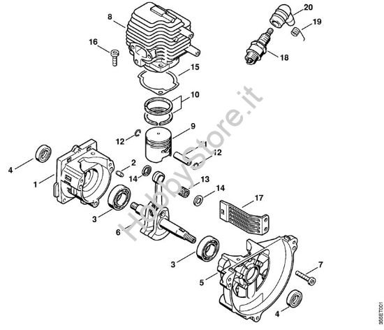Carter albero a gomito, cilindro Decespugliatrici (FS) FS 76 della marca STIHL