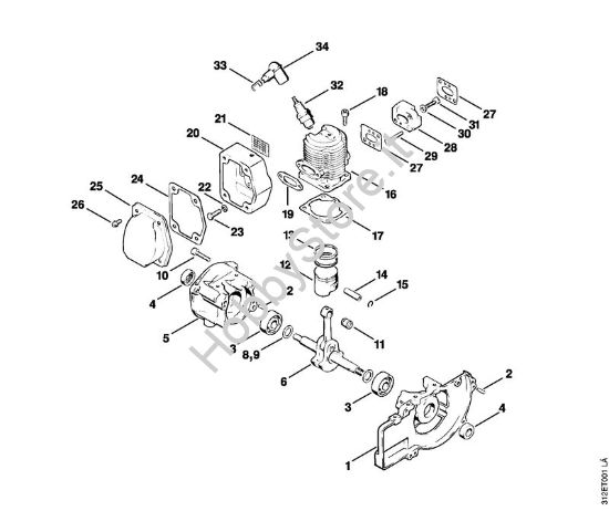 Carter albero a gomito, cilindro Decespugliatrici (FS) FS 80 E della marca STIHL