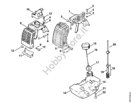 Cappottatura, serbatoio carburante Decespugliatrici (FS) FS 86 della marca STIHL