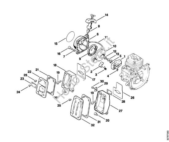 Dispositivo avviamento, silenziatore Decespugliatrici (FS) FS 86 della marca STIHL