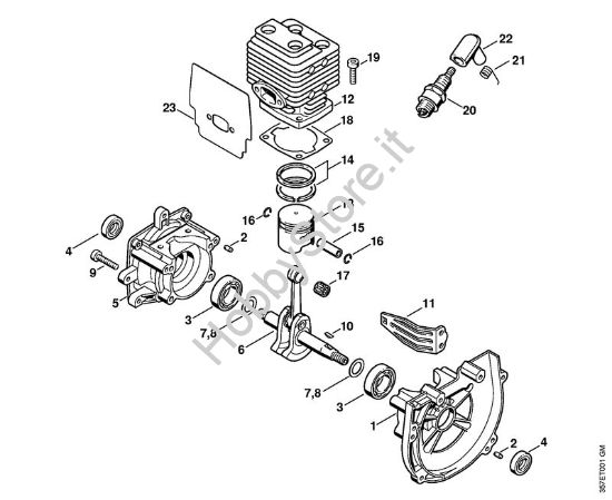 Carter albero a gomito, cilindro Decespugliatrici (FS) FS 88 della marca STIHL