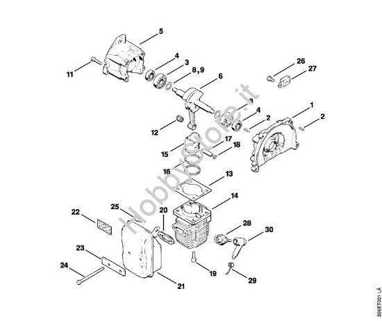 Carter albero a gomito, cilindro Decespugliatrici (FS) FS 96 della marca STIHL