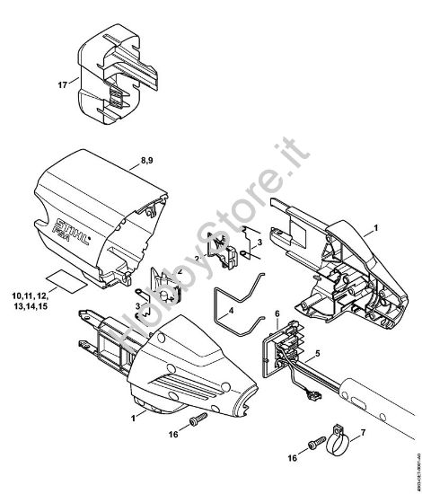 Corpo impugnatura, copertura Decespugliatrici a batteria (FSA) FSA 90 R della marca STIHL