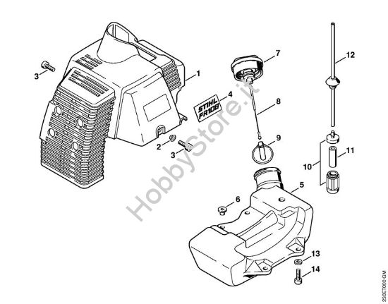 Cappottatura, serbatoio carburante Decespugliatrici spalleggiabilli (FR) FR 108 della marca STIHL