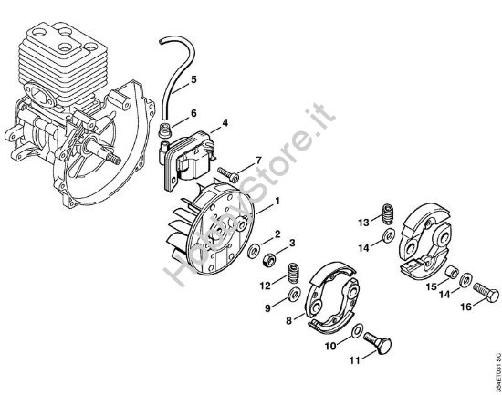 Impianto di accesione, Frizione Decespugliatrici spalleggiabilli (FR) FR 108 della marca STIHL