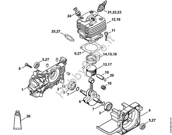 Carter alberto a gomito, Cylindro FR 350 Decespugliatrici spalleggiabilli (FR) FR 450 della marca STIHL