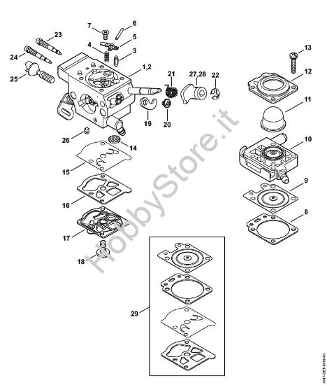 Carburatore WTF-6, WTF-11 Decespugliatrici spalleggiabilli (FR) FR 460 TC-E della marca STIHL