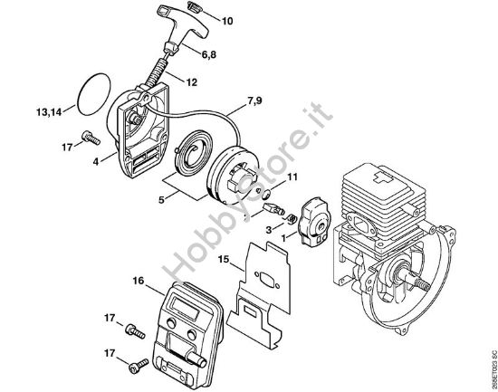 Dispositivo avviamento, silenziatore Decespugliatrici spalleggiabilli (FR) FR 85 della marca STIHL