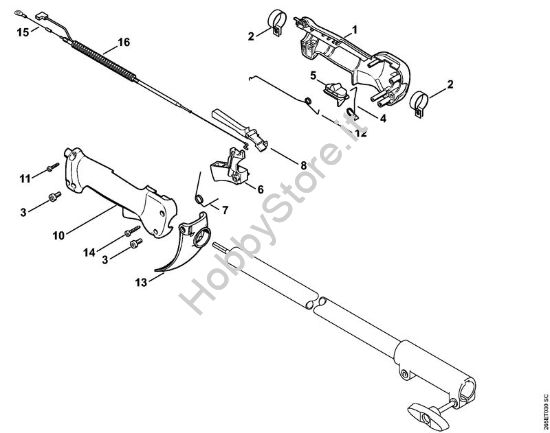 Impugnatura di comando (24.2002) Decespugliatrici spalleggiabilli (FR) FR 85 della marca STIHL