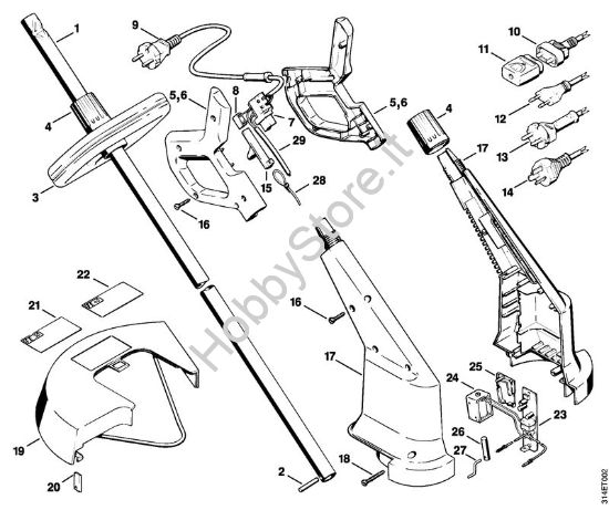 Impugnatura, corpo Trimmer elettrici (FE, FSE) FE 35 della marca STIHL