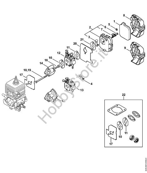 Carburatore, filtro aria BG 45 Soffiatori (BG, BR) BG 45 della marca STIHL