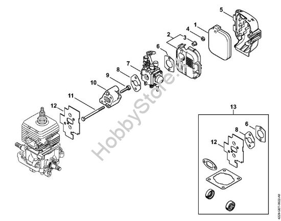 Carburatore, filtro aria Soffiatori (BG, BR) BG 50 della marca STIHL