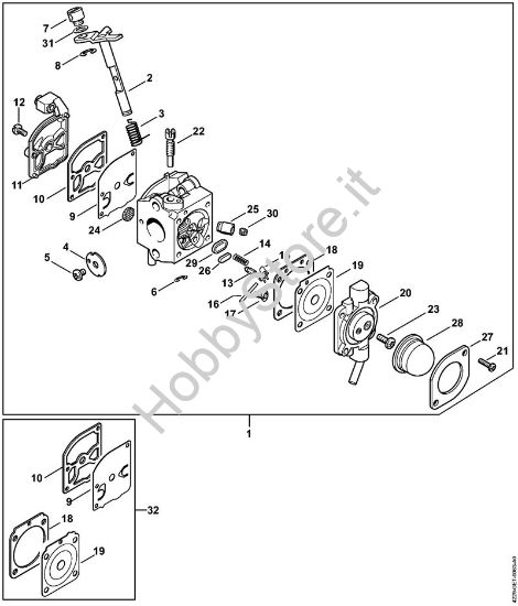 Carburatore C1Q-S50 Soffiatori (BG, BR) BG 55 C Z KAT della marca STIHL