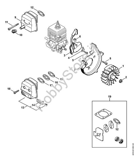 Impianto di accesione, silenziatore Soffiatori (BG, BR) BG 55 C Z KAT della marca STIHL