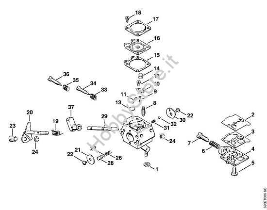Carburatore WT-38 Soffiatori (BG, BR) BG 60 della marca STIHL