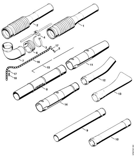 Tubo a soffietto, Tubo soffiatore Soffiatori (BG, BR) BR 340 della marca STIHL