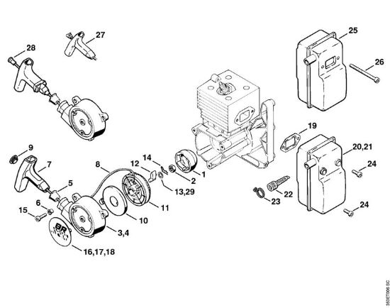 Dispositivo avviamento, silenziatore Soffiatori (BG, BR) BR 400 della marca STIHL