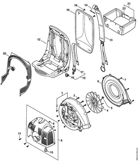 Carter soffiatore, cappottatura, dorsale Soffiatori (BG, BR) BR 430 della marca STIHL