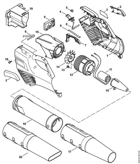 Corpo impugnatura, Motore elettrico, Soffiante Soffiatori a batteria (BGA) BGA 56 della marca STIHL