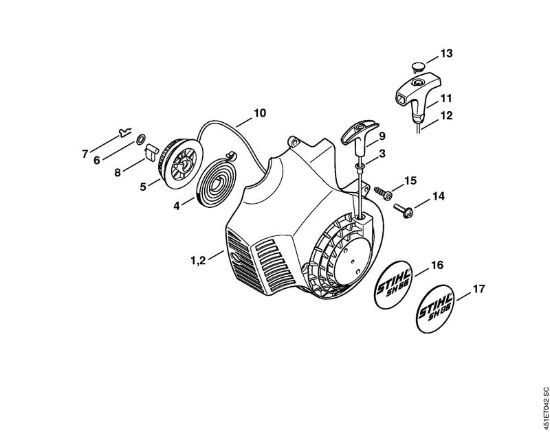 Dispositivo di avviamento Trituratori ad aspirazione (SH) SH 55 della marca STIHL