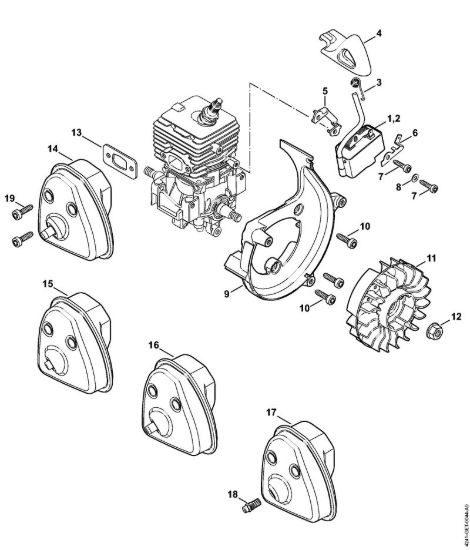 Impianto di accesione, silenziatore Trituratori ad aspirazione (SH) SH 86 C-E D della marca STIHL