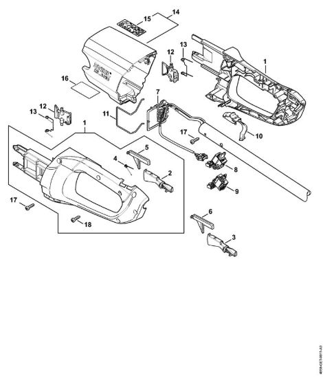 Corpo impugnatura, copertura Tosasiepi a batteria (HLA) HLA 65 della marca STIHL