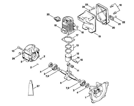 Carter albero a gomito, cilindro Tagliasiepi (HS) HS 61 della marca STIHL