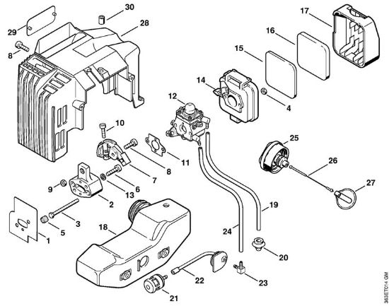 Filtro aria, serbatoio carburante Tagliasiepi (HS) HS 74 della marca STIHL