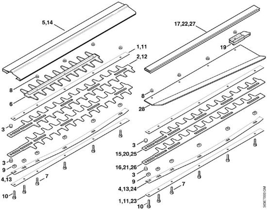 Dispositivo di taglio 550 mm, 700 mm, 1000 mm Tagliasiepi (HS) HS 76 della marca STIHL