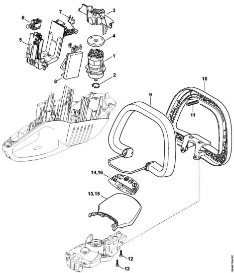 Elettromotore, modulo elettronico, Staffa di comando Tagliasiepi a batteria (HSA) HSA 86 della marca STIHL