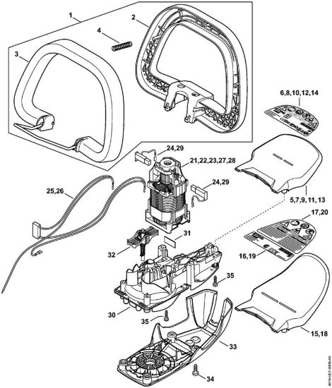 Impugnatura ad archetto, Elettromotore, Scatola riduttore Tagliasiepi elettriche (HSE) HSE 42 della marca STIHL