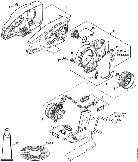 Carcassa motore, elettromotore, pompa olio Sramatori lunghi a batteria (HTA) HTA 65 della marca STIHL