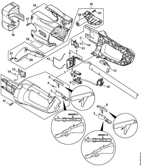 Corpo impugnatura, copertura Sramatori lunghi a batteria (HTA) HTA 85 della marca STIHL