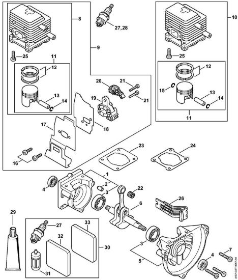 Carter albero a gomito, cilindro Sramatori telescopici (HT) HT 70 della marca STIHL