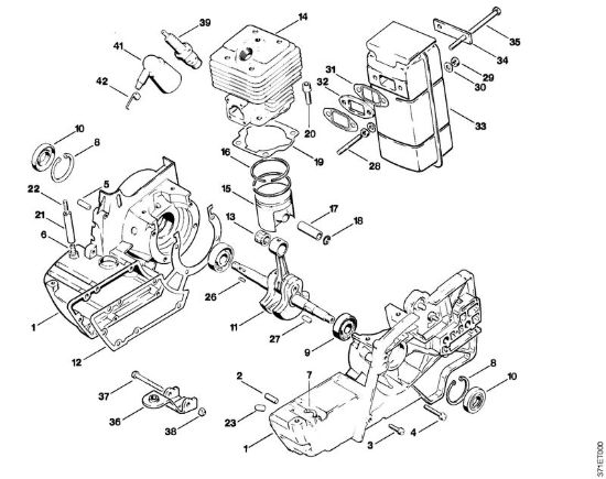 Carter albero a gomito, cilindro Troncatrici (TS) TS 08 S della marca STIHL