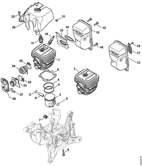 Cilindro, silenziatore Troncatrici (TS) TS 410-A della marca STIHL