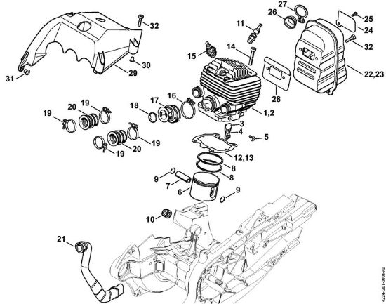 Cilindro, silenziatore Troncatrici (TS) TS 700-Z della marca STIHL