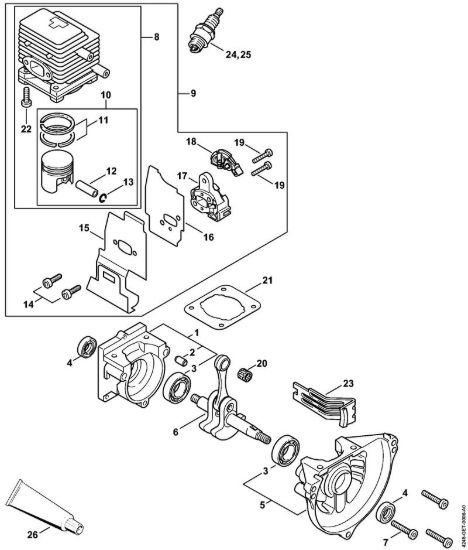 Carter albero a gomito, cilindro Apparecchi speciali (PC, SP, MC) PC 75 della marca STIHL
