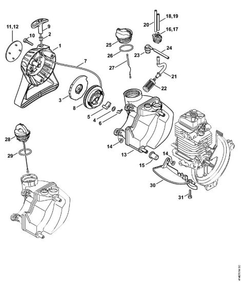 Dispositivo di avviamento, serbatoio carburante Apparecchi speciali (PC, SP, MC) SP 90 della marca STIHL