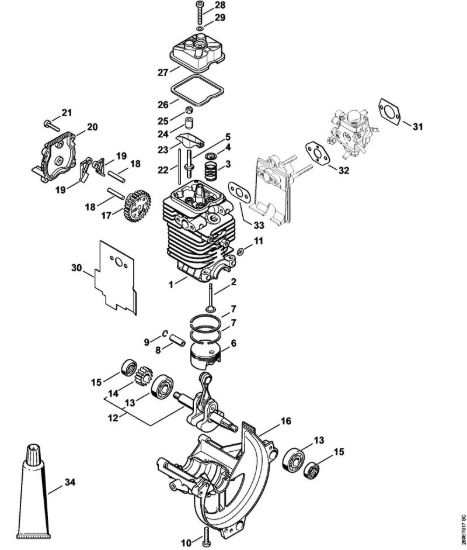 Gruppo propulsore à˜ 38 mm Apparecchi speciali (PC, SP, MC) SP 90 T della marca STIHL