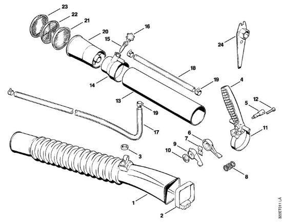 Tubo a soffietto, impugnatura di comando Atomizzatori (SR) SG 17 della marca STIHL
