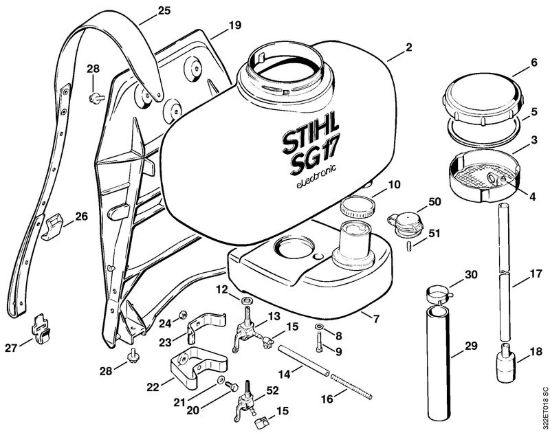 Serbatoio con serbatoio, dorsale Atomizzatori (SR) SG 17 L della marca STIHL