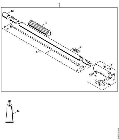 Prolunga dello stelo 0,5 m HL-KM 0°, HL-KM 135°, HT-KM, SP-KM Motori Kombi (KM) KM 131 della marca STIHL