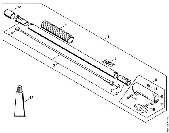Prolunga dello stelo 0,5 m HL-KM 0°, HL-KM 135°, HT-KM, SP-KM Motori Kombi a batteria (KMA) KMA 130 R della marca STIHL