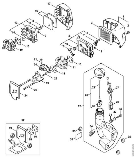 Filtro aria, serbatoio carburante MultiMotore (MM) MM 55 della marca STIHL