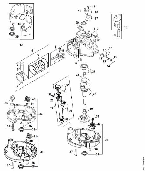 Picture of Carter albero a gomito, pistone, Albero a gomito, Sistema di lubrificazione RB 200